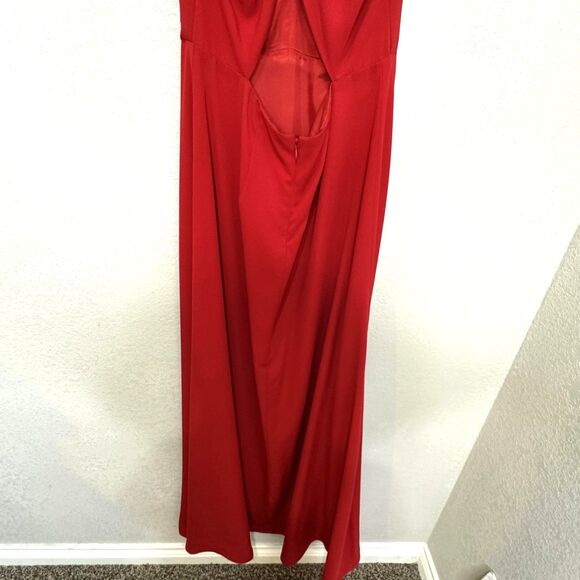 Jill Jill Stuart Dress Womens 6 Red Halter Gown Open Back V Neck Formal 4S1278 - Picture 7 of 9
